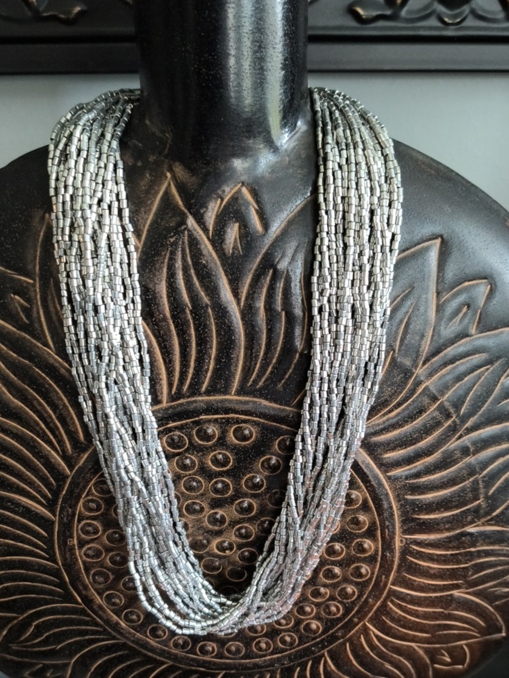 Silver Multi-Strand Beaded Necklace - Women Jewelry